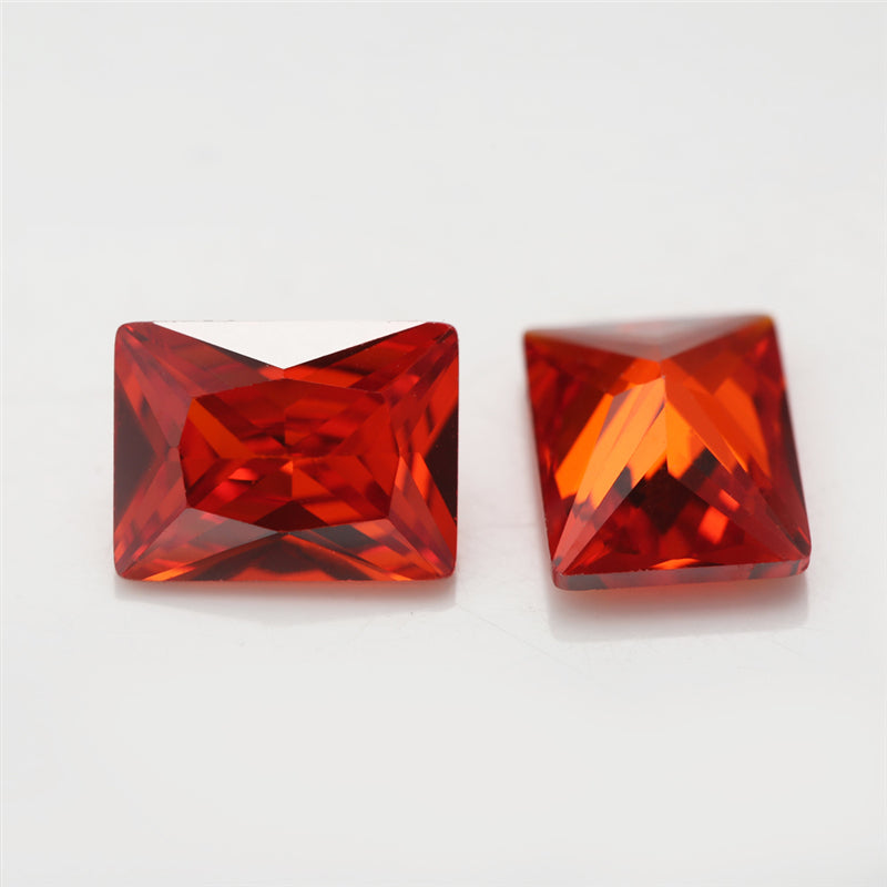 50pcs 3x5-10x12mm 5A Rectangle Cut Orange CZ Stone Loose Cubic Zirconia Synthetic Gemstone for Jewelry