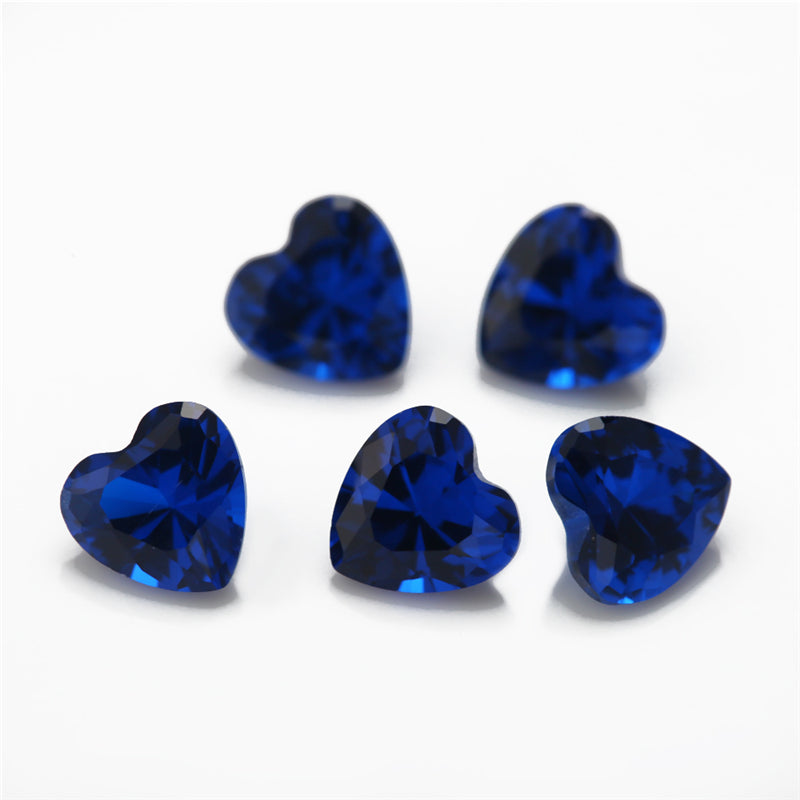 Size 3x3~10x10mm Heart Cut 113# Color Blue Stone Loose Spinel Synthetic Gemstone for Jewelry