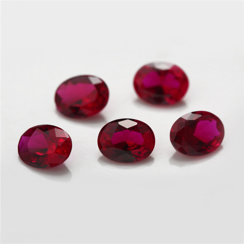 Size 3x5~13x18mm Oval Cut 8# Red Stone Loose Corundum Synthetic Gemstone for Jewelry