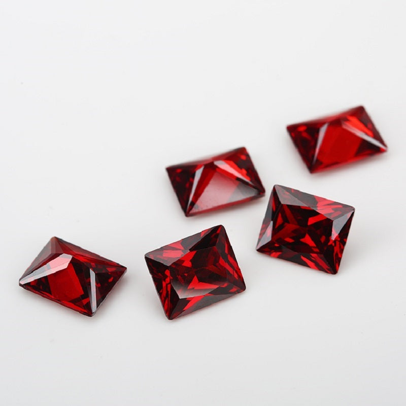 50pcs 3x5~10x12mm 5A Rectangle Cut Garnet Color CZ Stone Loose Cubic Zirconia Synthetic Gemstone for Jewelry