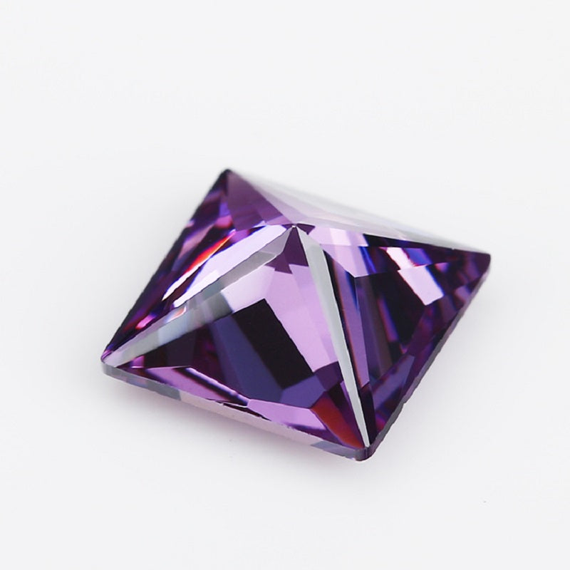 50pcs 1.5x1.5~10x10mm 5A Square Princess Cut Amethyst Color CZ Stone Loose Cubic Zirconia Synthetic Gemstone for Jewelry