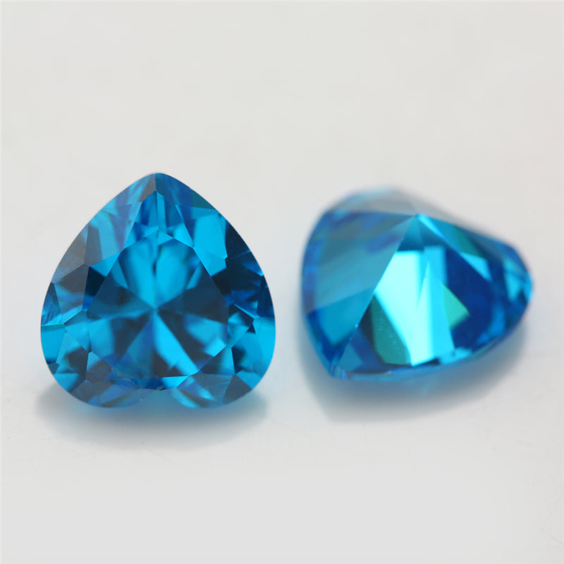 Size 3x3-10x10mm 5A Heart Cut Deep Sea blue CZ Stone Loose Cubic Zirconia Synthetic Gemstone for Jewelry