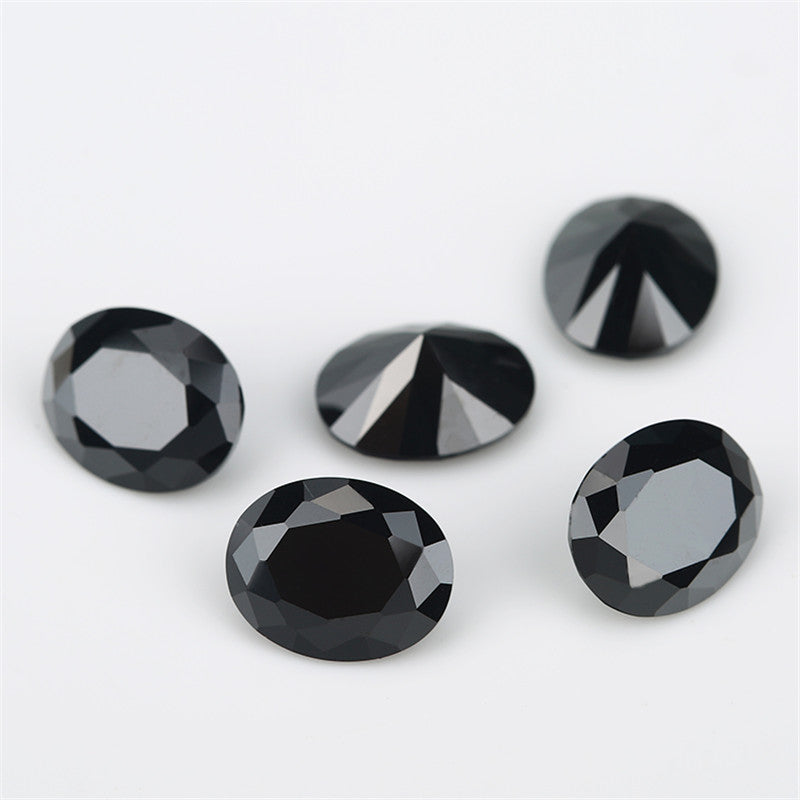Size 3x5~10x12mm Oval Cut Black Glass Stone Loose Synthetic Gemstone for Jewelry
