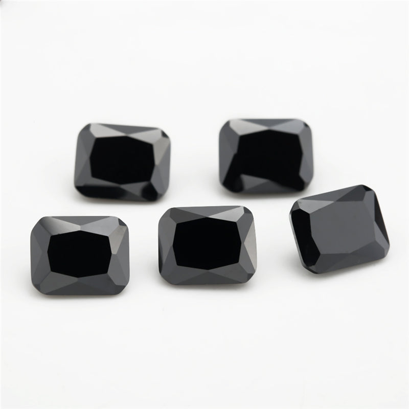 50pcs 4x6-10x12mm 5A Octangle Cut Cut Black CZ Stone Loose Cubic Zirconia Synthetic Gemstone for Jewelry