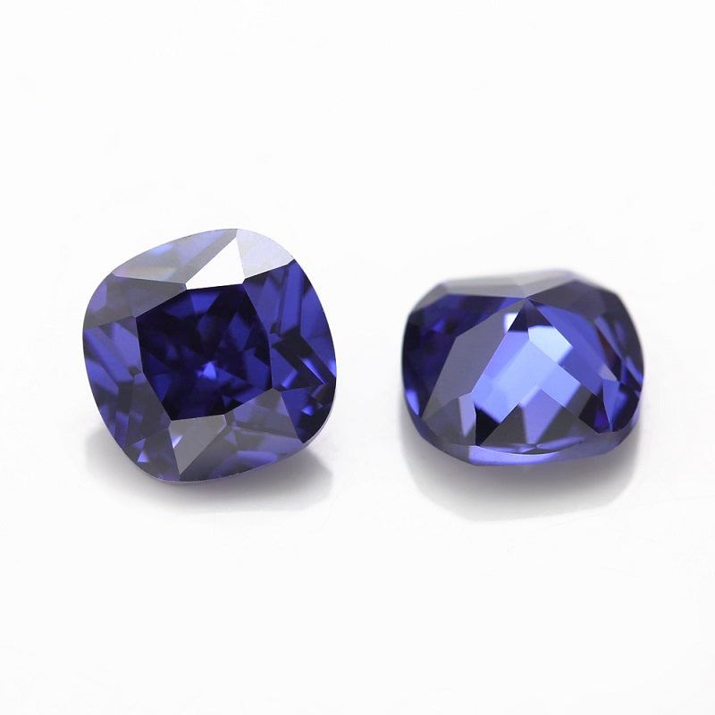 Size 4x4-10x10mm 5A Cushion Cut Tanzanite Color CZ Stone Loose Cubic Zirconia Synthetic Gemstone for Jewelry