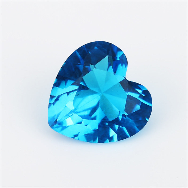 Size 3x3~10x10mm Heart Cut Dark Sea Blue Glass Stone Loose Synthetic Gemstone for Jewelry