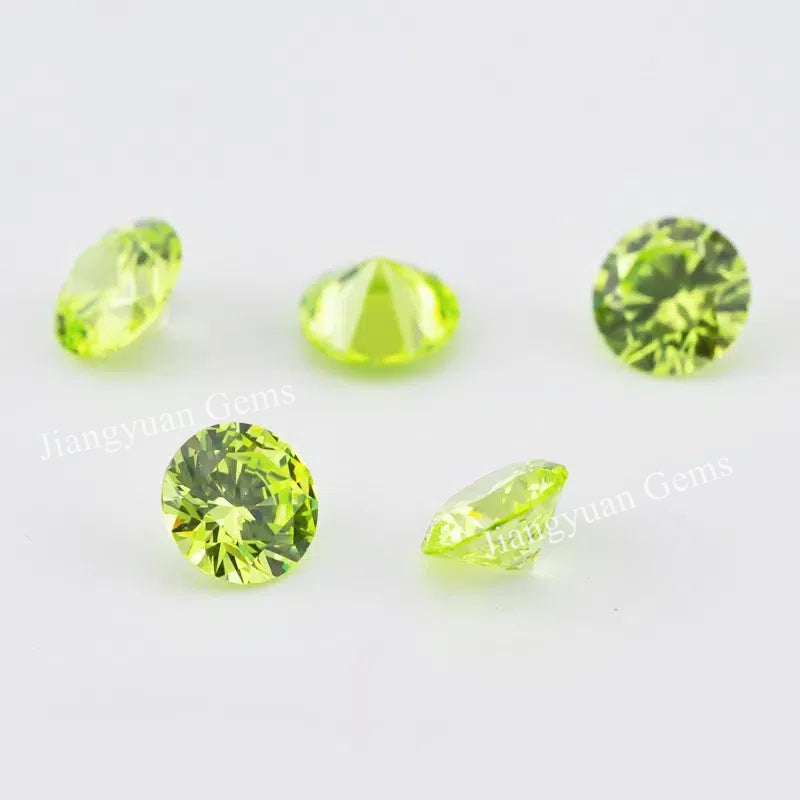Size 0.8~10.0mm 5A Round Cut Apple Green Cubic Zirconia Stone Loose CZ Synthetic Gemstone for Jewelry Making