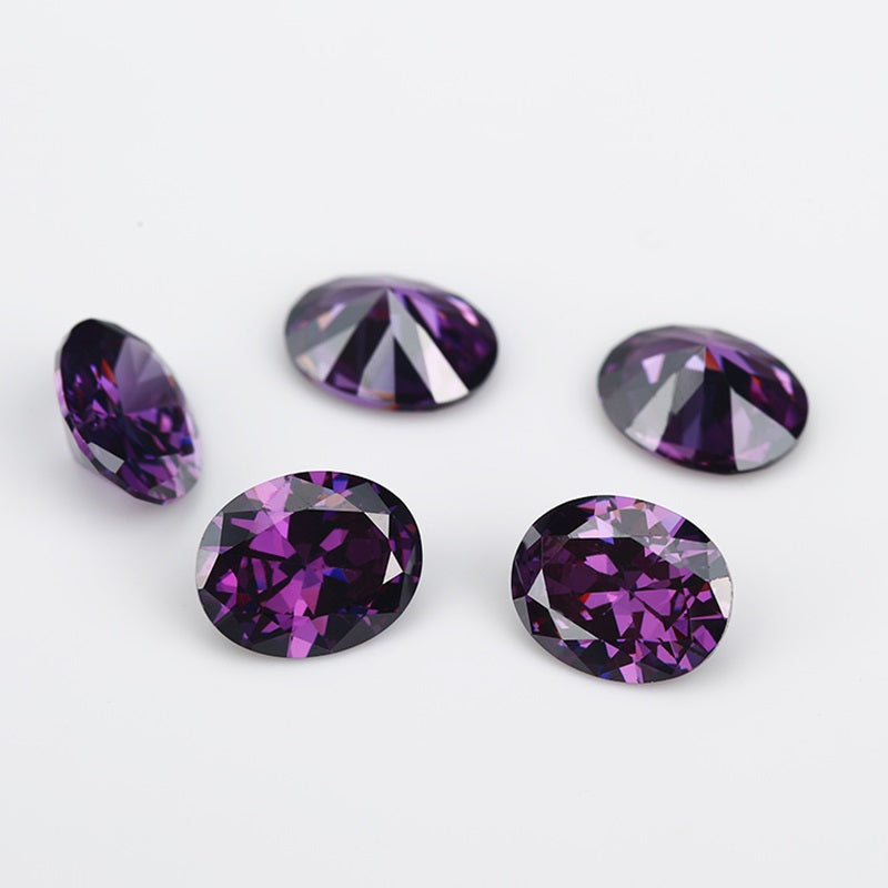 Size 2x3~13x18mm 5A Oval Cut Amethyst Color CZ Stone Loose Cubic Zirconia Synthetic Gemstone for Jewelry