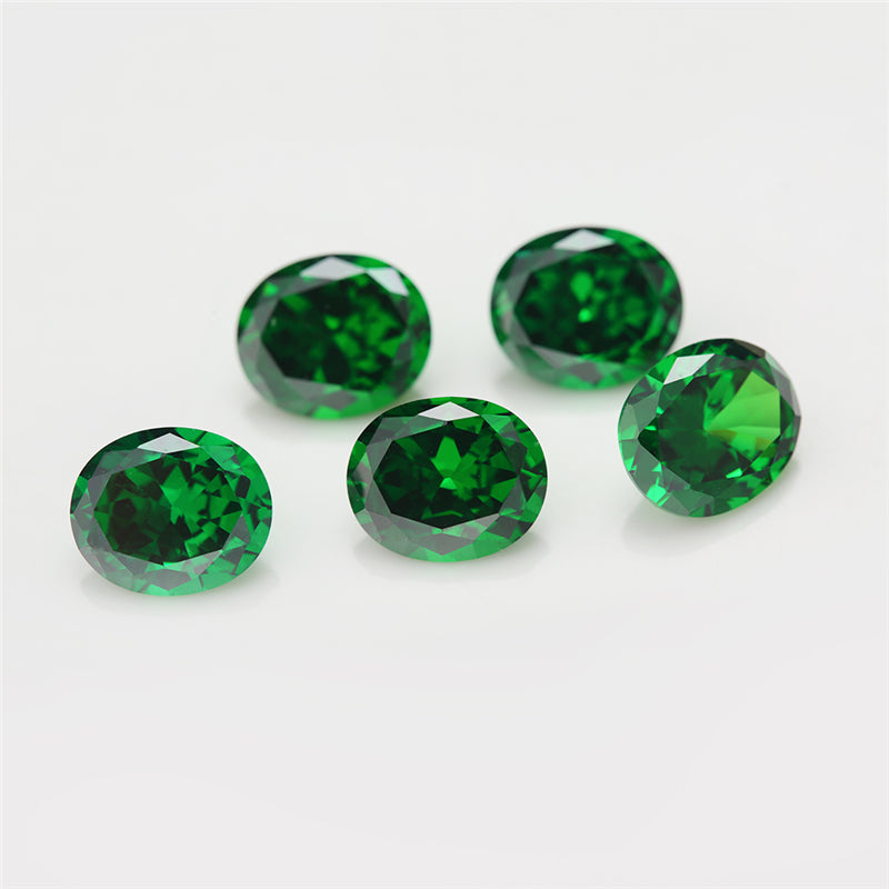 Size 3x5~10x12mm 5A Oval Cut Green CZ Stone Loose Cubic Zirconia Synthetic Gemstone for Jewelry