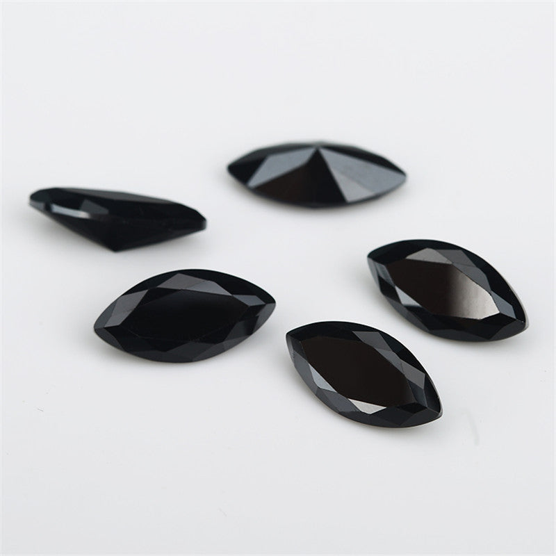 Size 3x6~8x16mm Marquise Cut Black Glass Stone Loose Synthetic Gemstone for Jewelry