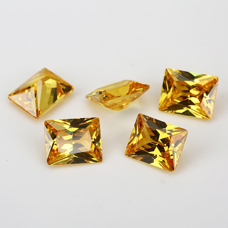 50pcs 3x5-10x12mm 5A Rectangle Cut Golden Yellow CZ Stone Loose Cubic Zirconia Synthetic Gemstone for Jewelry