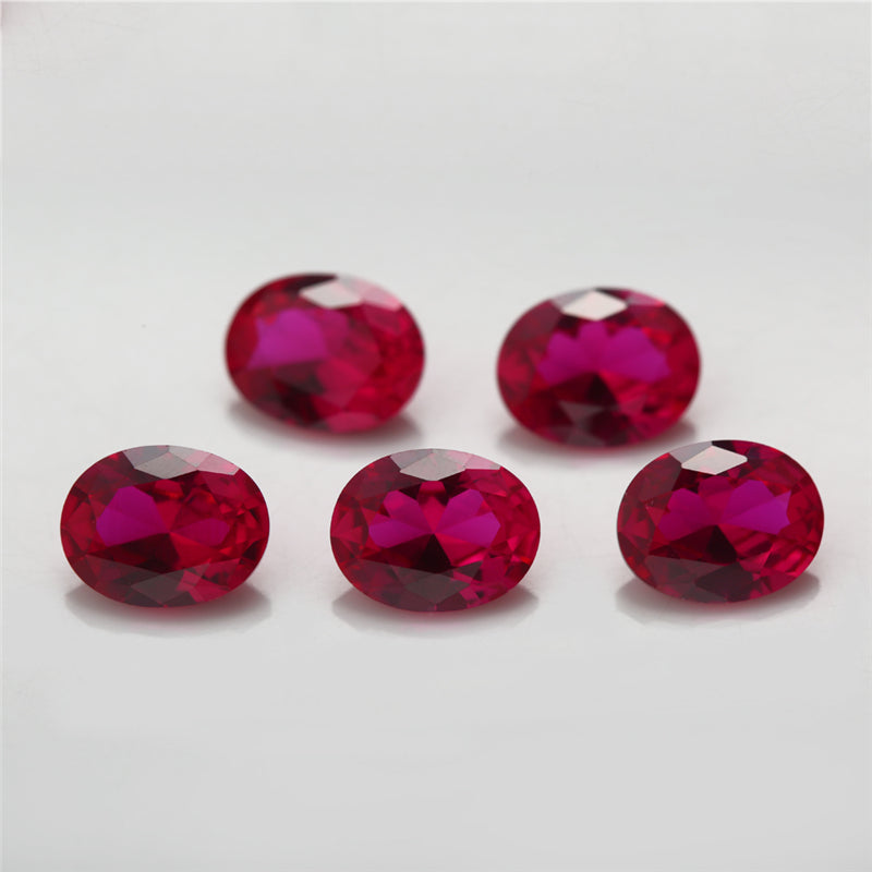 Size 3x5~10x12mm Oval Cut 5# Red Stone Loose Corundum Synthetic Gemstone for Jewelry