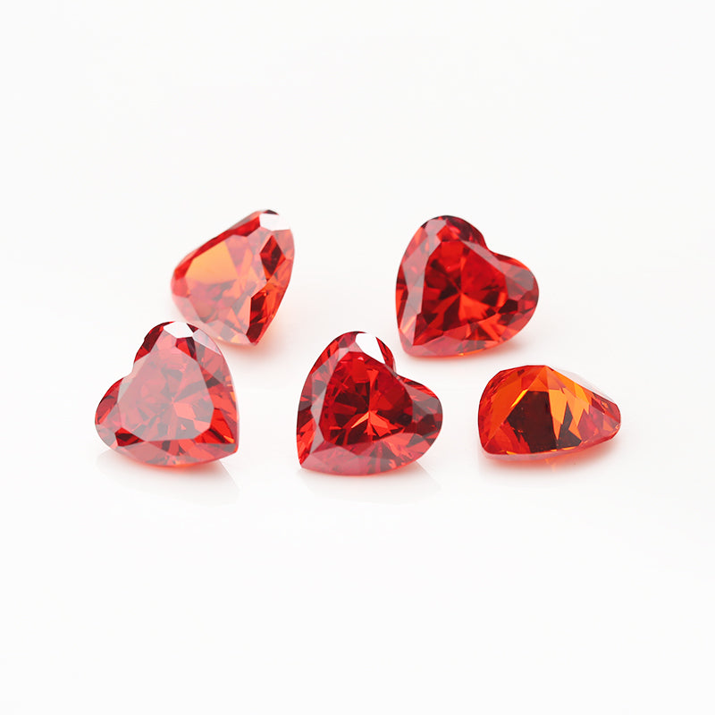 50pcs 3x3-10x10mm 5A Heart Cut Orange CZ Stone Loose Cubic Zirconia Synthetic Gemstone for Jewelry
