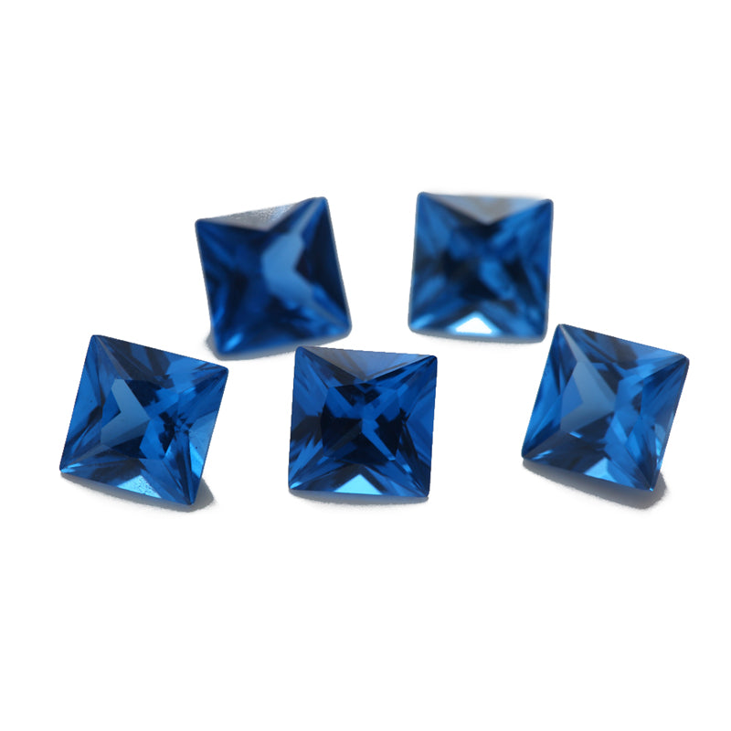 Size 3x3~10x10mm Square Princess Cut 109# Color Blue Stone Loose Spinel Synthetic Gemstone for Jewelry