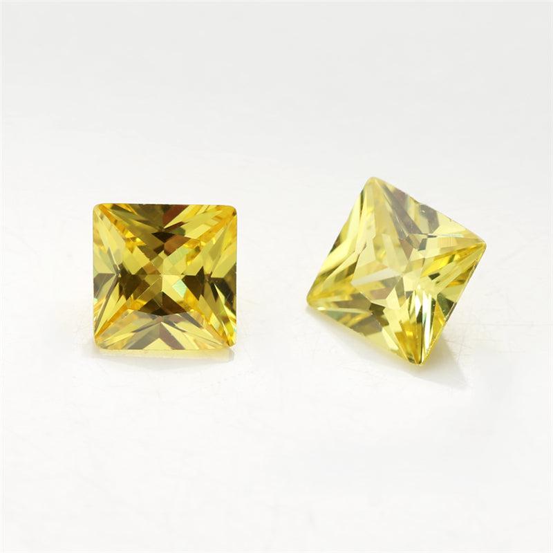 50pcs 1.5x1.5~10x10mm 5A Square Princess Cut Olive Yellow CZ Stone Loose Cubic Zirconia Synthetic Gemstone for Jewelry