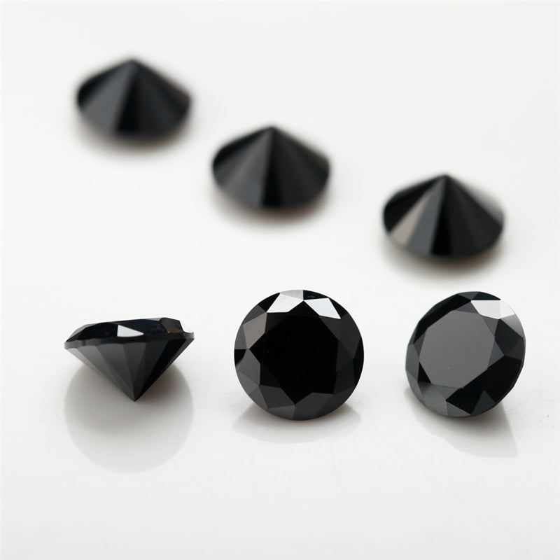 Size 0.8-12.0mm 5A Round Cut Black CZ Stone Loose Cubic Zirconia Synthetic Gemstone for Jewelry