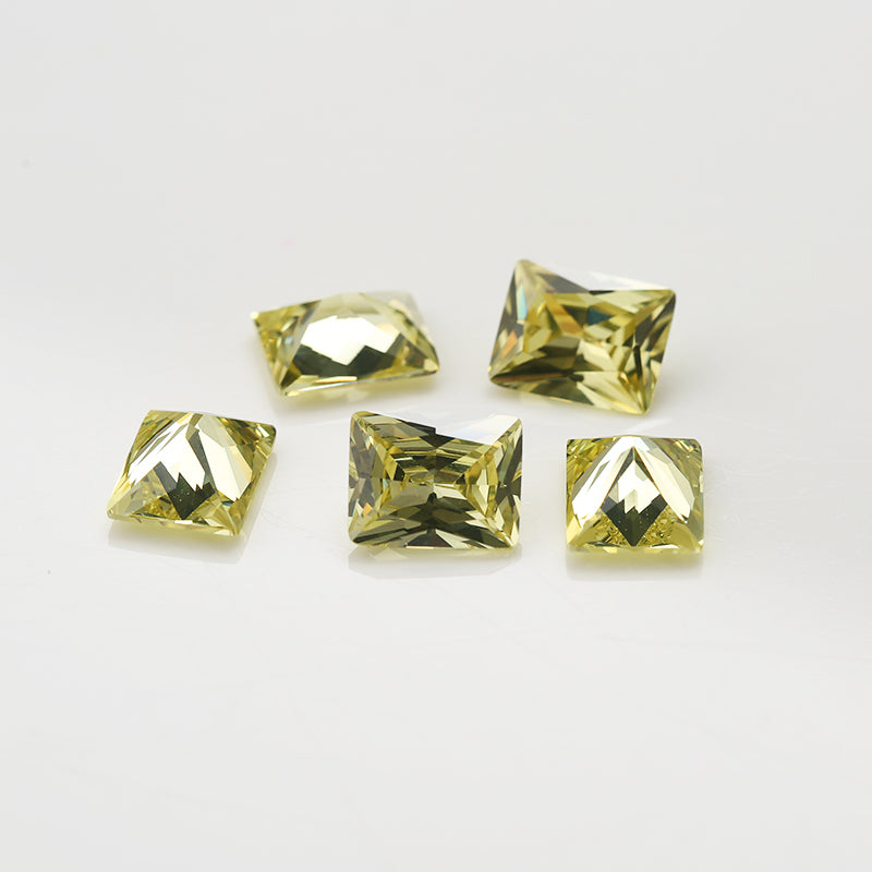 50pcs 3x5-10x12mm 5A Rectangle Cut Olive Yellow CZ Stone Loose Cubic Zirconia Synthetic Gemstone for Jewelry