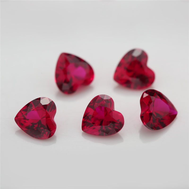 Size 3x3~10x10mm Heart Cut 8# Red Stone Loose Corundum Synthetic Gemstone for Jewelry