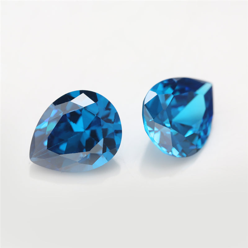 Size 3x5~10x12mm 5A Pear Cut Deep Sea blue CZ Stone Loose Cubic Zirconia Synthetic Gemstone for Jewelry