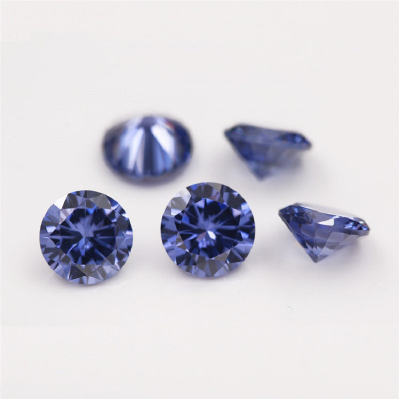 Size 1.0-10.0mm 5A Round Cut Tanzanite Color CZ Stone Loose Cubic Zirconia Synthetic Gemstone for Jewelry