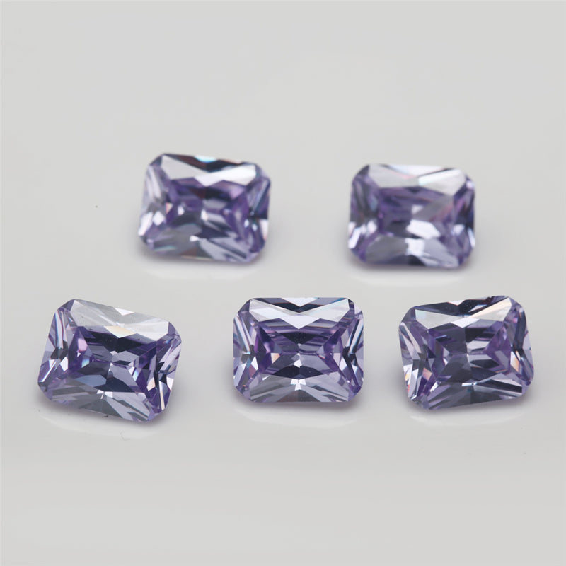 50pcs 4x6~10x12mm 5A Octangle Cut Lavender Color CZ Stone Loose Cubic Zirconia Synthetic Gemstone for Jewelry