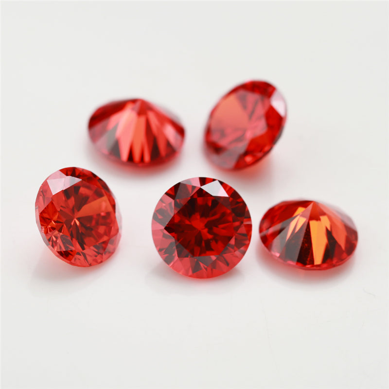 Size 0.8~12.0mm 5A Round Cut Orange CZ Stone Loose Cubic Zirconia Synthetic Gemstone for Jewelry