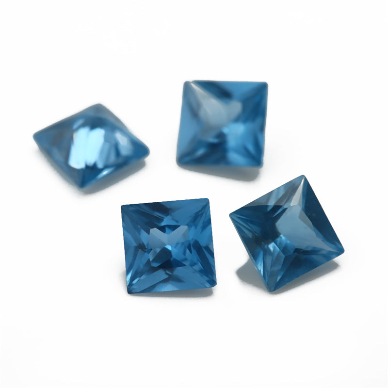 Size 3x3~10x10mm Square Princess Cut 120# Color Blue Stone Loose Spinel Synthetic Gemstone for Jewelry