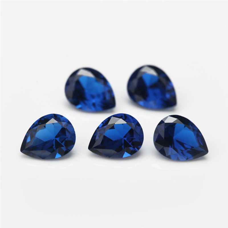 Size 3x5~10x12mm Pear Cut 113# Color Blue Stone Loose Spinel Synthetic Gemstone for Jewelry