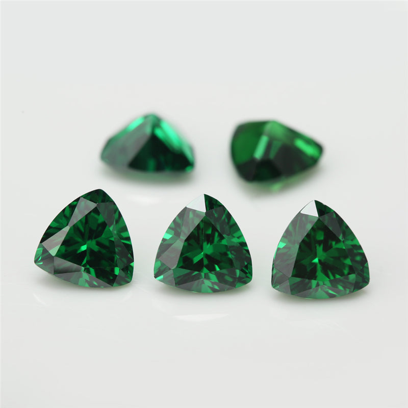 Size 3x3-10x10mm 5A Trillion Cut Green CZ Stone Loose Cubic Zirconia Synthetic Gemstone for Jewelry