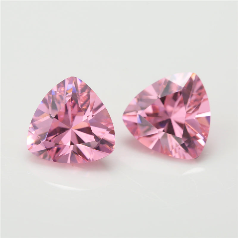 50pcs 3x3~10x10mm 5A Trillion Cut Cut Pink CZ Stone Loose Cubic Zirconia Synthetic Gemstone for Jewelry
