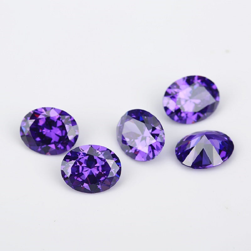 Size 2x3~13x18mm 5A Oval Cut Violet Color CZ Stone Loose Cubic Zirconia Synthetic Gemstone for Jewelry