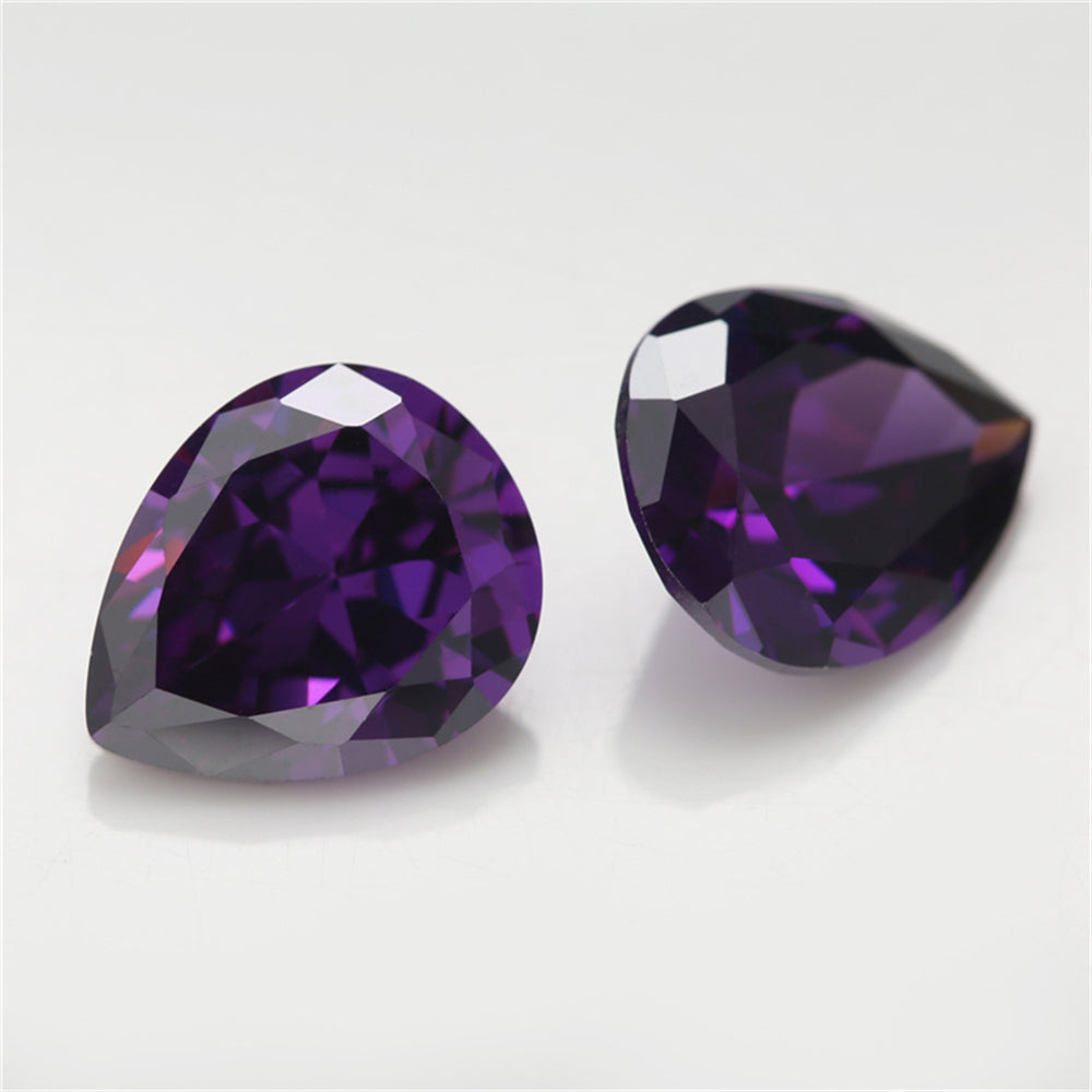 Size 3x5~10x12mm 5A Pear Cut Amethyst Color CZ Stone Loose Cubic Zirconia Synthetic Gemstone for Jewelry