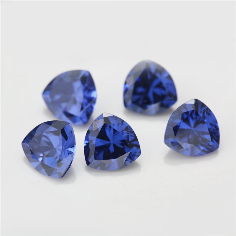 Size 3x3-10x10mm 5A Trillion Cut Tanzanite Color CZ Stone Loose Cubic Zirconia Synthetic Gemstone for Jewelry