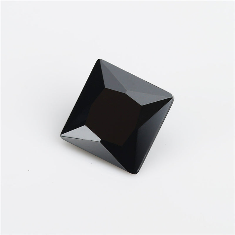 Size 3x3~10x10mm Square Princess Cut Black Glass Stone Loose Synthetic Gemstone for Jewelry