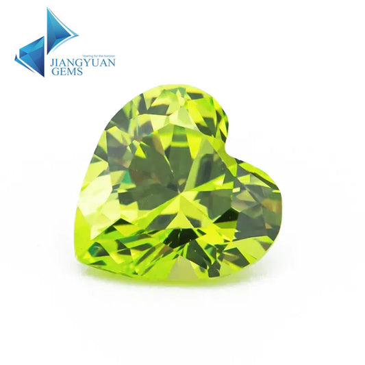 Size 3x3mm~10x10mm 5A Heart Cut Apple Green Cubic Zirconia Stone Loose CZ Synthetic Gemstone for Jewelry Making