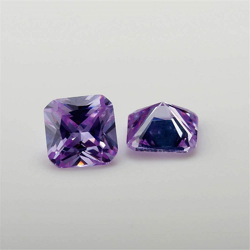 50pcs 3x3-10x10mm 5A Square Octangle Cut Violet CZ Stone Loose Cubic Zirconia Synthetic Gemstone for Jewelry