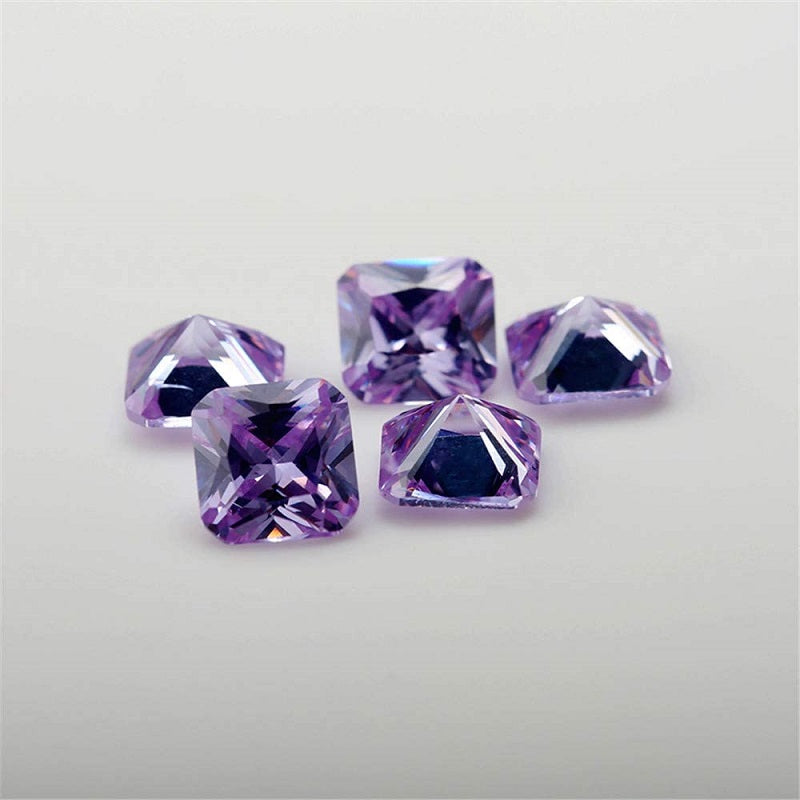 50pcs 3x3-10x10mm 5A Square Octangle Cut Violet CZ Stone Loose Cubic Zirconia Synthetic Gemstone for Jewelry