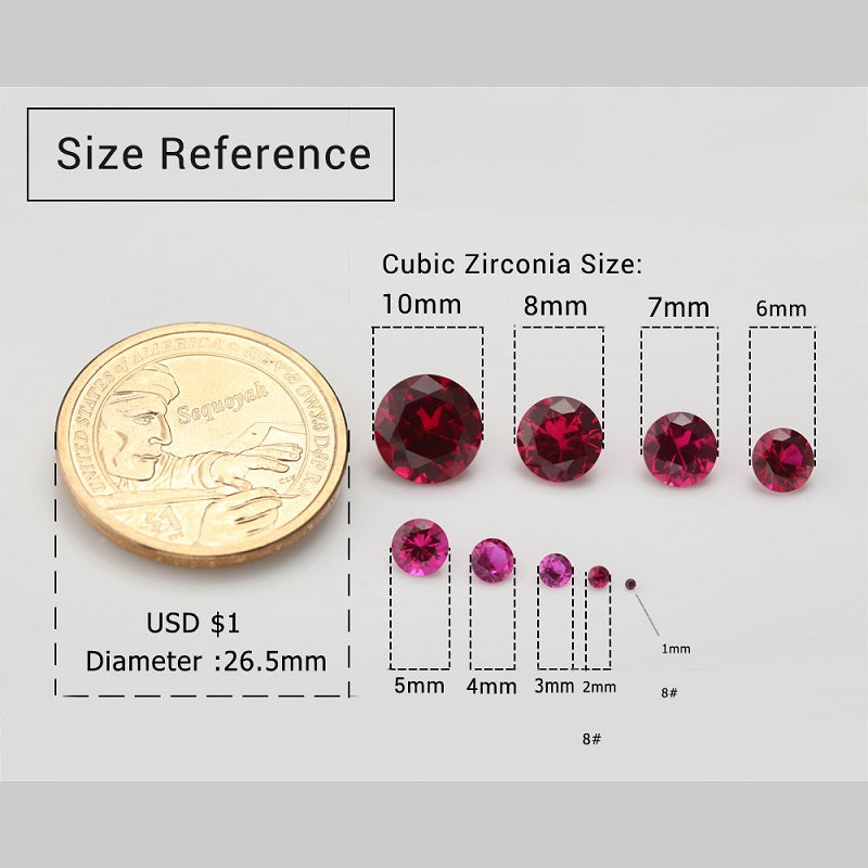 Size 1.0~3.0mm Round Cut 5# Red Stone Loose Corundum Synthetic Gemstone for Jewelry