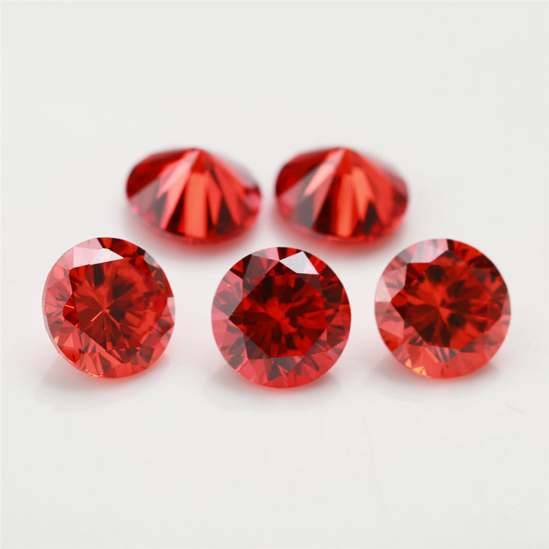 Size 0.8~12.0mm 5A Round Cut Orange CZ Stone Loose Cubic Zirconia Synthetic Gemstone for Jewelry