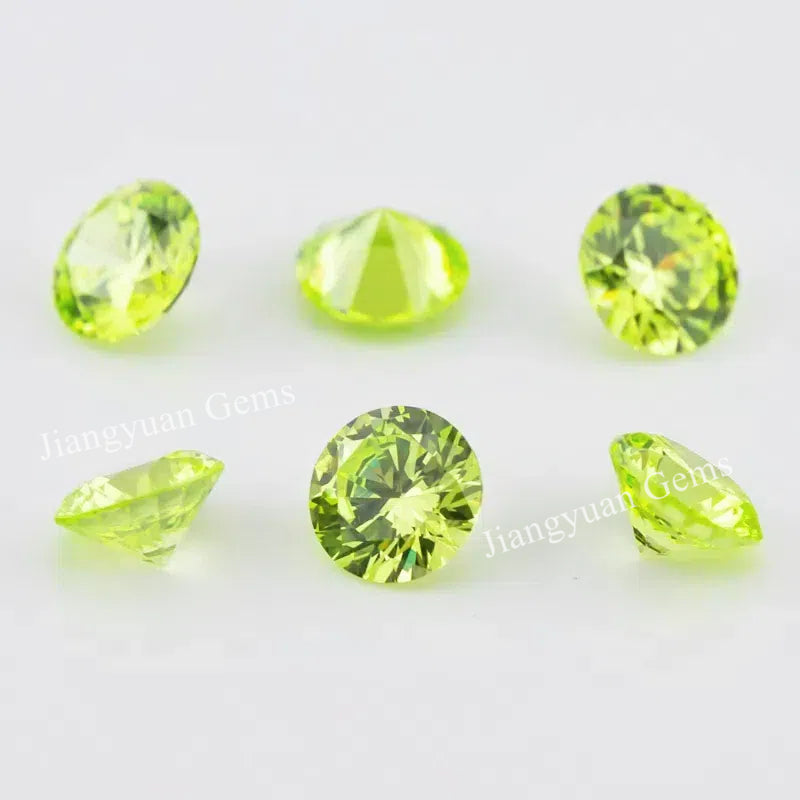 Size 0.8~10.0mm 5A Round Cut Apple Green Cubic Zirconia Stone Loose CZ Synthetic Gemstone for Jewelry Making