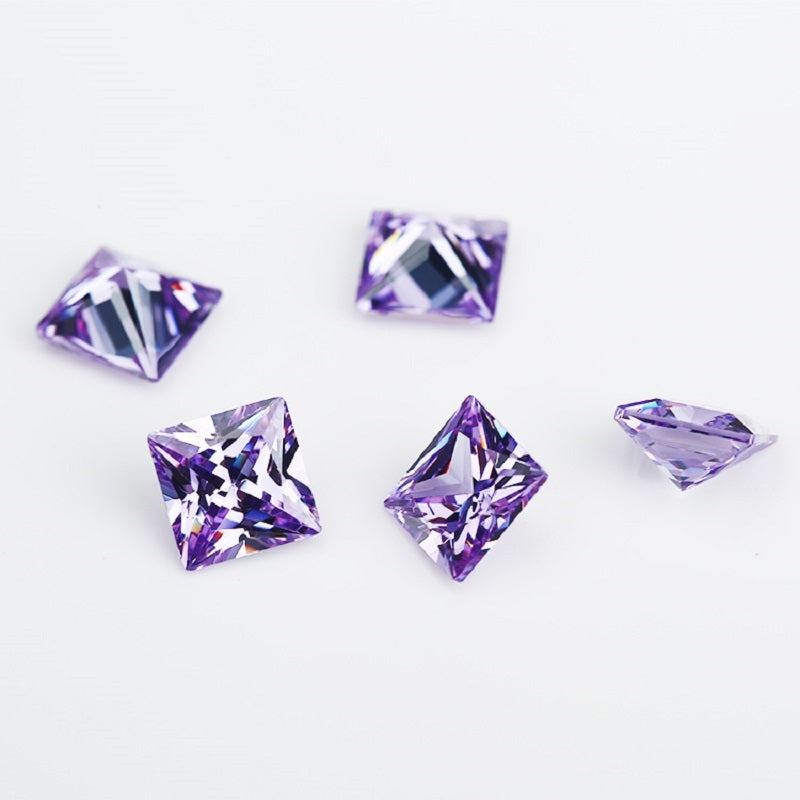 50pcs 1.5x1.5~10x10mm 5A Square Princess Cut Lavender Color CZ Stone Loose Cubic Zirconia Synthetic Gemstone for Jewelry