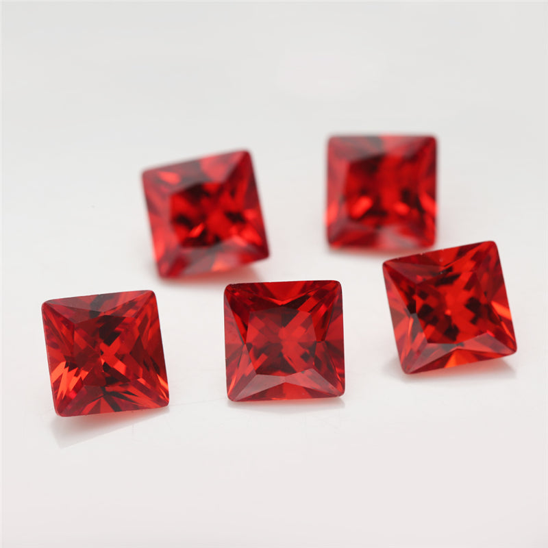 50pcs 1.5x1.5~10x10mm 5A Square Princess Cut Orange CZ Stone Loose Cubic Zirconia Synthetic Gemstone for Jewelry