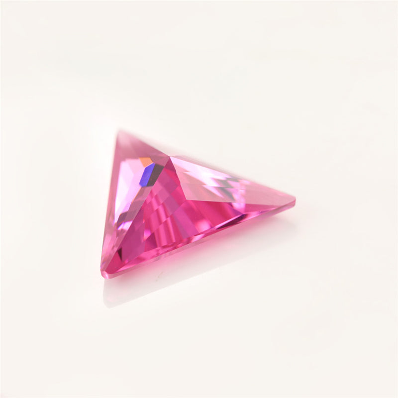50pcs 3x3~10x10mm 5A Triangle Cut Cut Pink CZ Stone Loose Cubic Zirconia Synthetic Gemstone for Jewelry