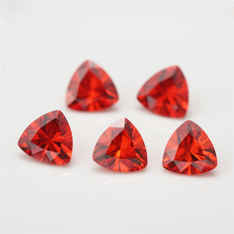 50pcs 3x3~10x10mm 5A Trillion Cut Cut Orange CZ Stone Loose Cubic Zirconia Synthetic Gemstone for Jewelry