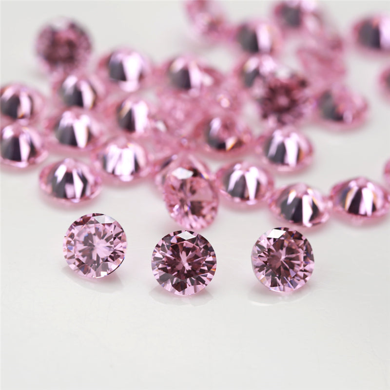 Size 0.8~12.0mm 5A Round Cut Pink CZ Stone Loose Cubic Zirconia Synthetic Gemstone for Jewelry