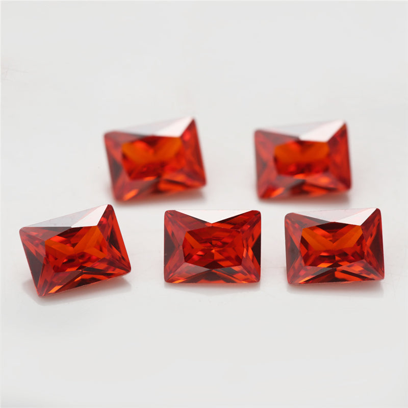 50pcs 3x5-10x12mm 5A Rectangle Cut Orange CZ Stone Loose Cubic Zirconia Synthetic Gemstone for Jewelry