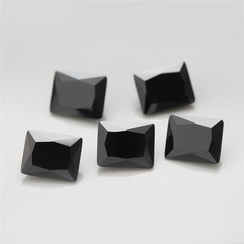 50pcs 3x5-10x12mm 5A Rectangle Cut Black CZ Stone Loose Cubic Zirconia Synthetic Gemstone for Jewelry