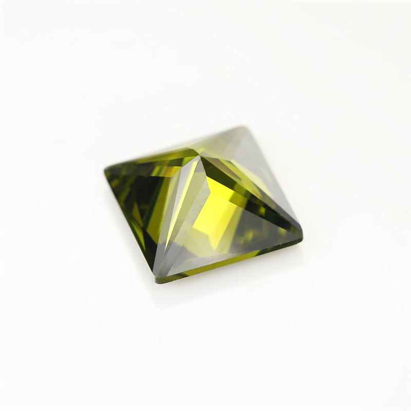 50pcs 1.5x1.5~10x10mm 5A Square Princess Cut Olive Green CZ Stone Loose Cubic Zirconia Synthetic Gemstone for Jewelry