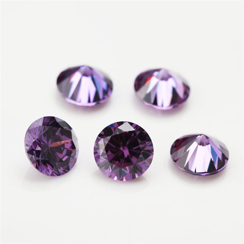 Size 0.8-12.0mm 5A Round Cut Amethyst Color CZ Stone Loose Cubic Zirconia Synthetic Gemstone for Jewelry