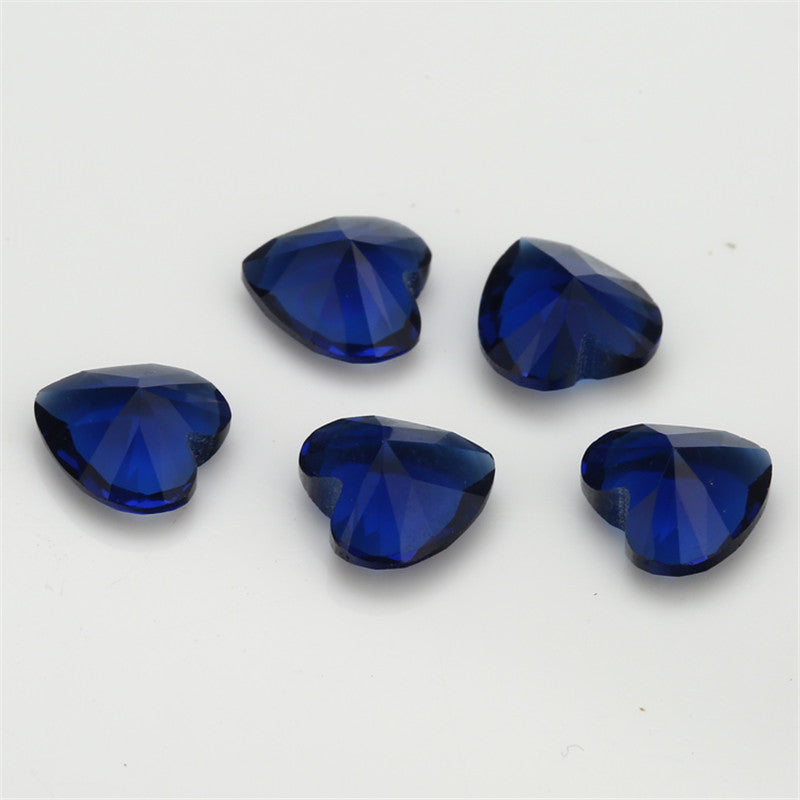 Size 3x3~10x10mm Heart Cut Blue Glass Stone Loose Synthetic Gemstone for Jewelry